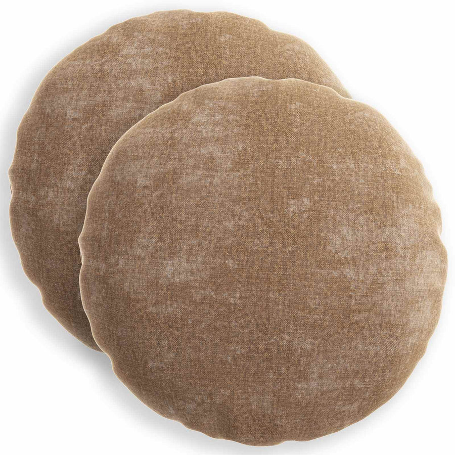 Throw Pillow 2 pcs HEERLEN Brown Dia. 40 cm Chenille Fabric