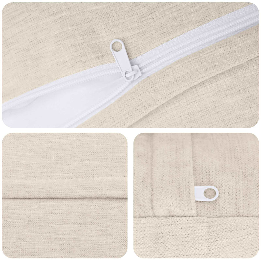 Throw Pillow 6 pcs HEERLEN Cream Dia. 40 cm Chenille Fabric