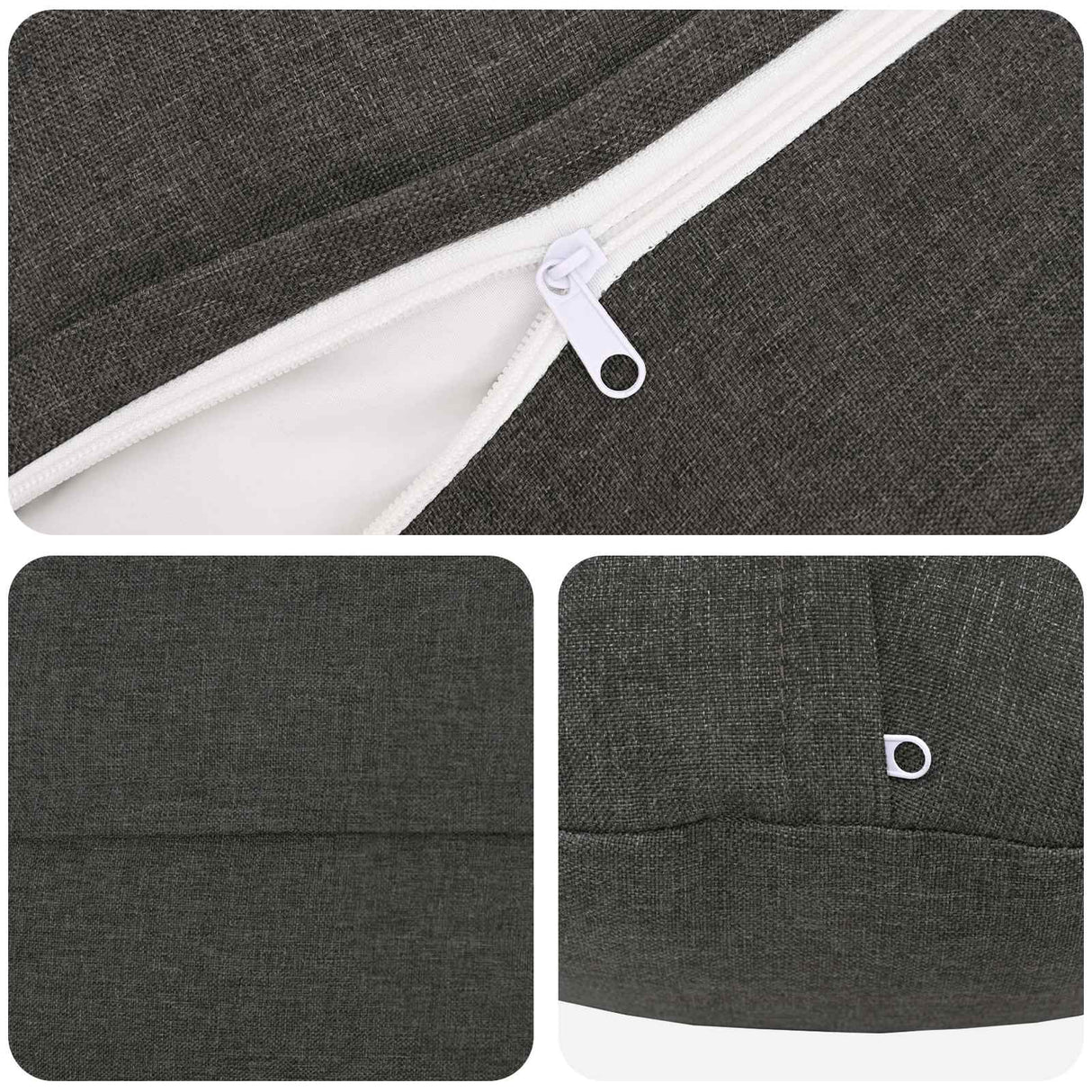 Cushion with Pillow HEERLEN 2 pcs Dark Grey Fabric