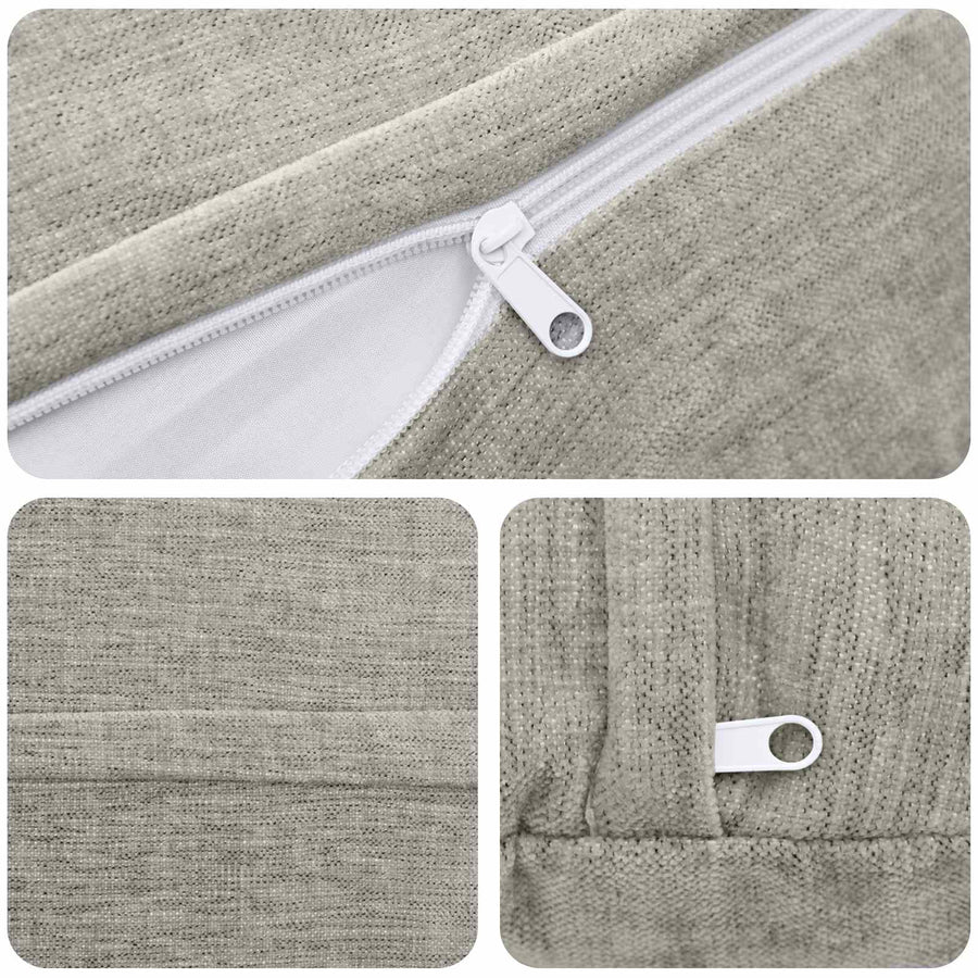 Cushion 2 pcs HEERLEN Light Grey Ø 50 cm Chenille Fabric
