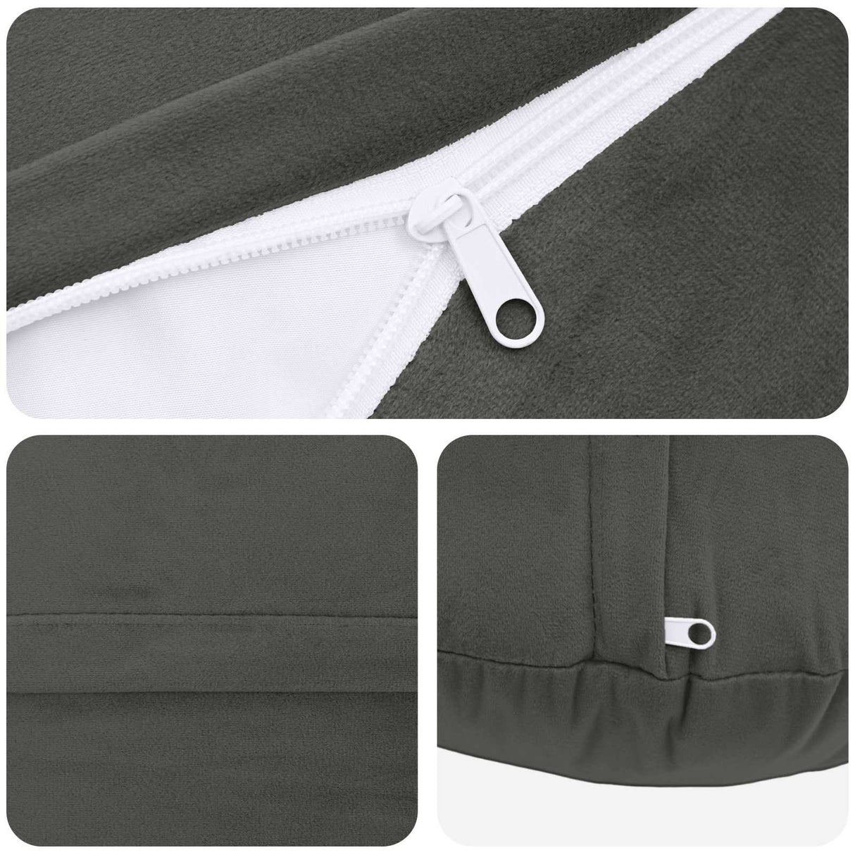 Cushion with Pillow HEERLEN 2 pcs Dark Grey Velvet