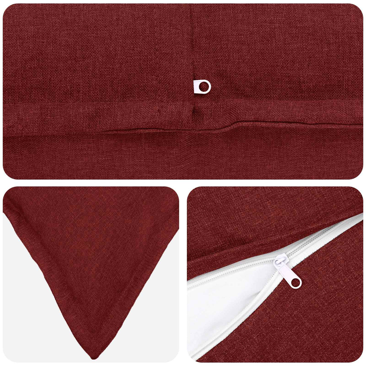Cushion with Pillow HOUTEN 2 pcs Wine Red Faux Linen