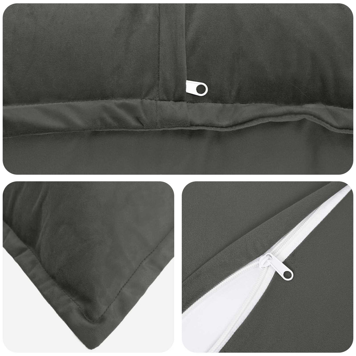 Cushion with Pillow HOUTEN Dark Grey 40 x 145 cm Velvet