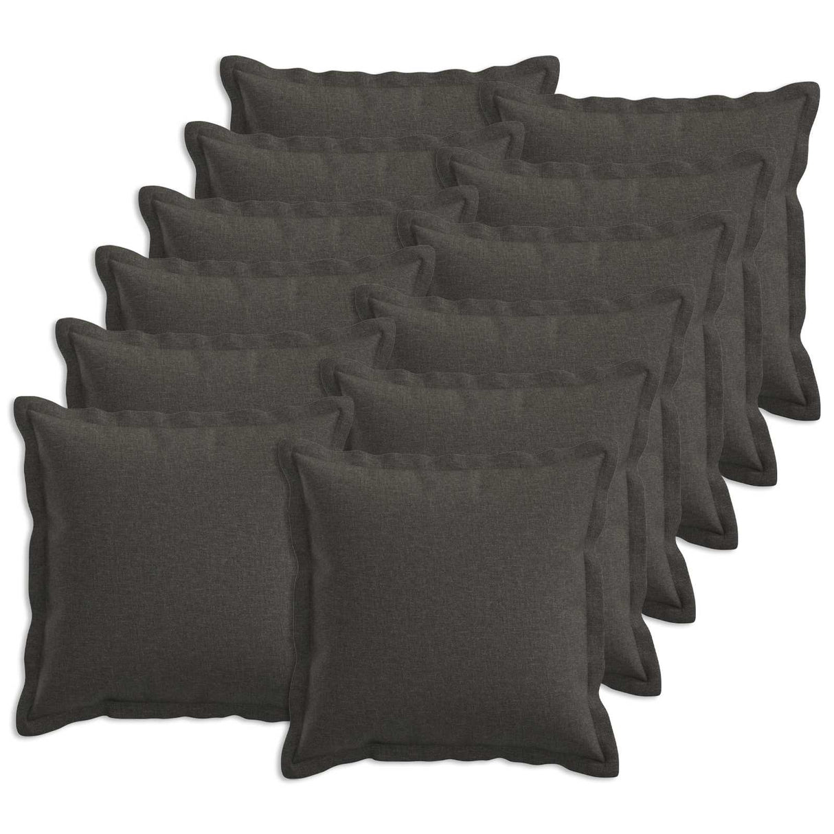 Cushion with Pillow HOUTEN 12 pcs Dark Grey Faux Linen