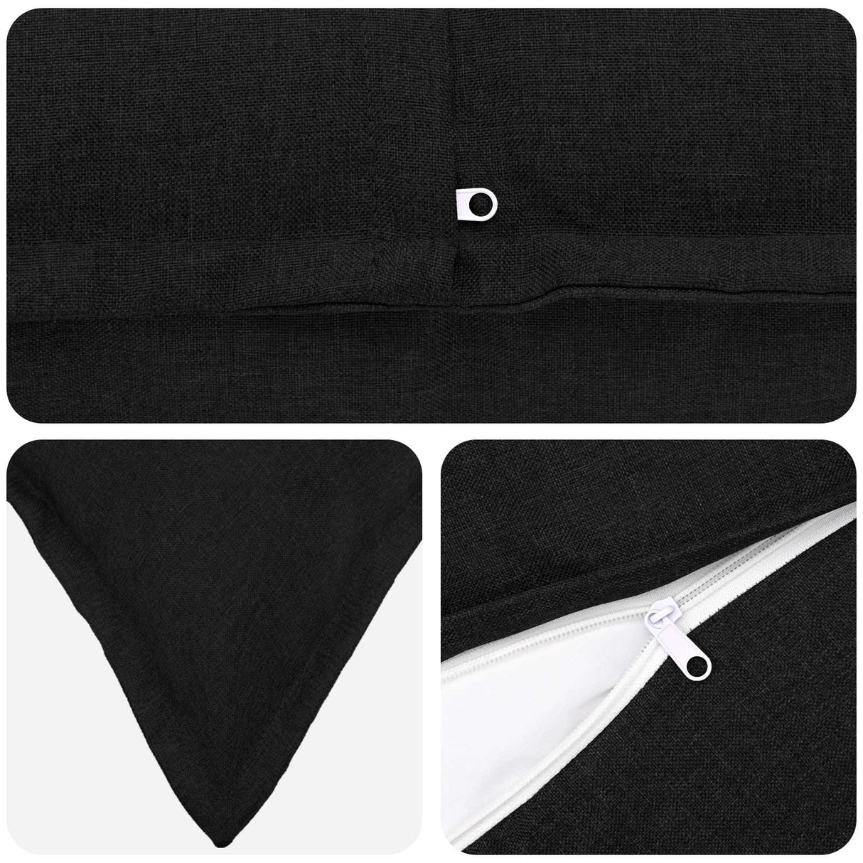 Cushion with Pillow HOUTEN 6 pcs Black Faux Linen