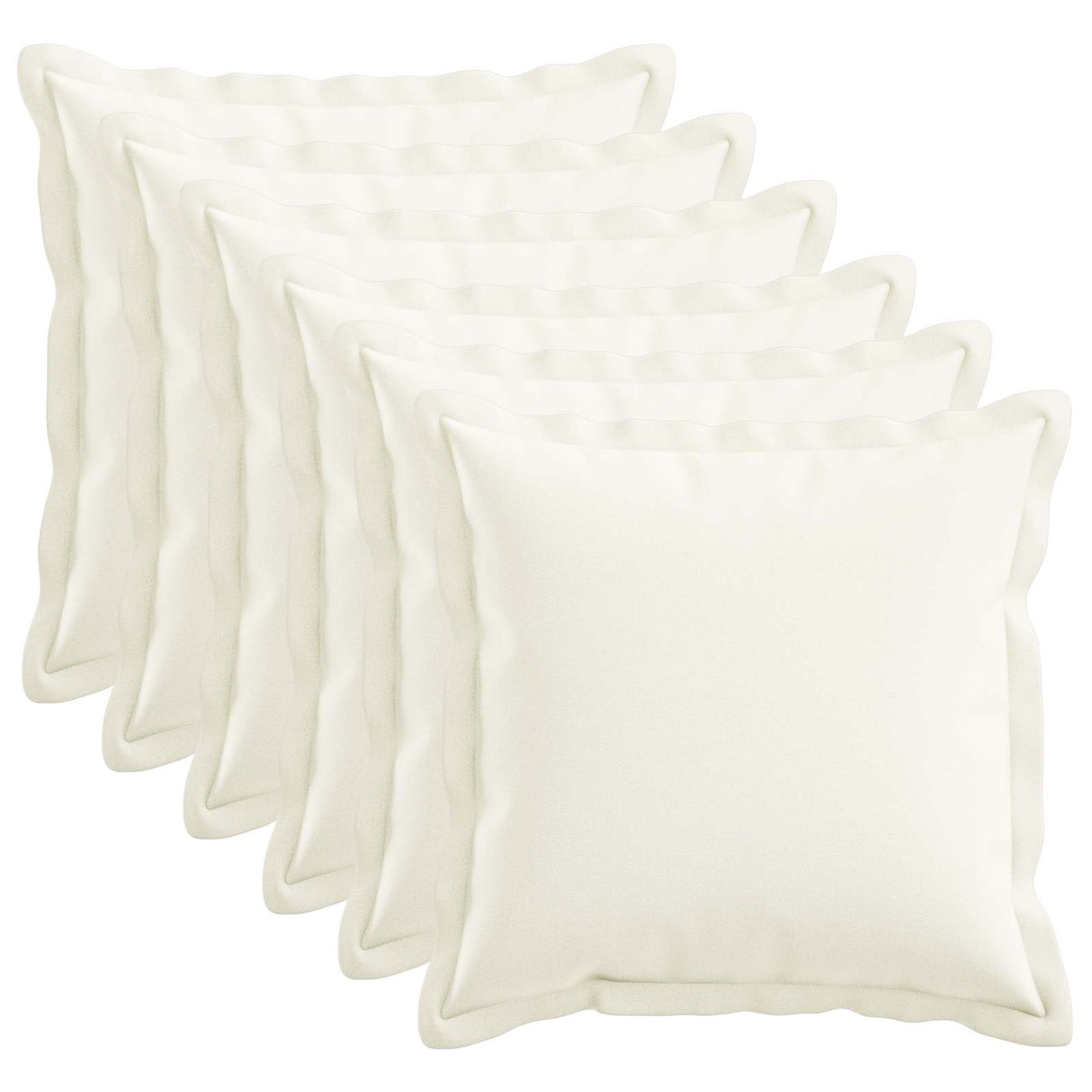 Cushion with Pillow HOUTEN 6 pcs White Faux Linen