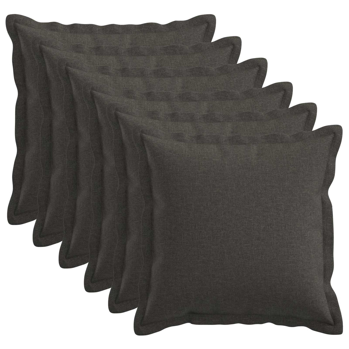 Cushion with Pillow HOUTEN 6 pcs Dark Grey Faux Linen