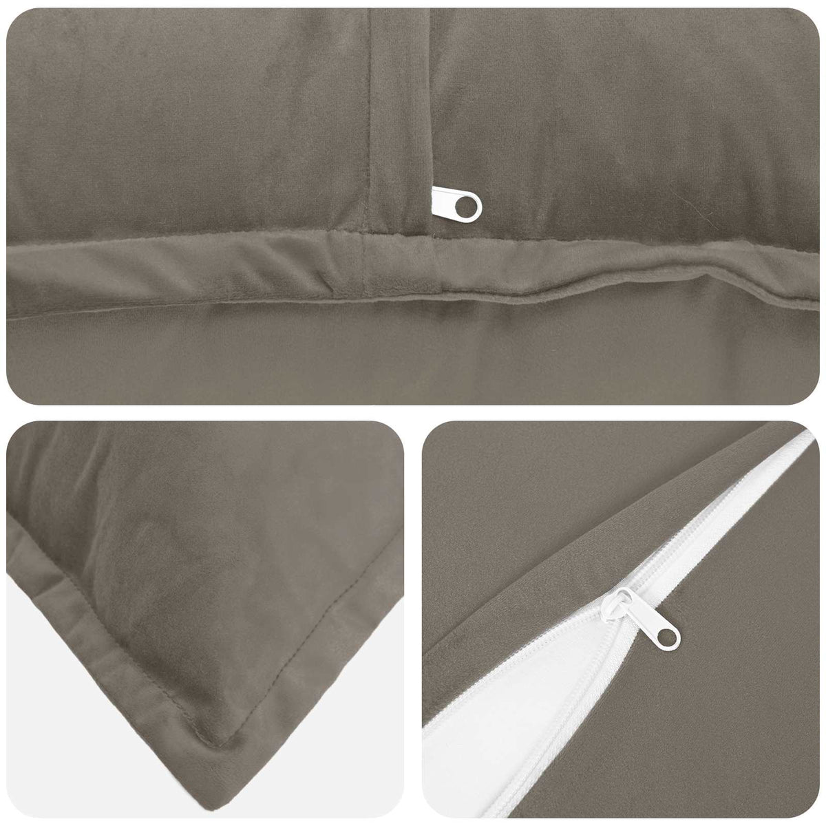 Cushion with Pillow HOUTEN 2 pcs Light Grey Velvet
