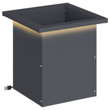 Garden Planter with LED Antracite 30 x 30 x 30 cm Steel - Front View