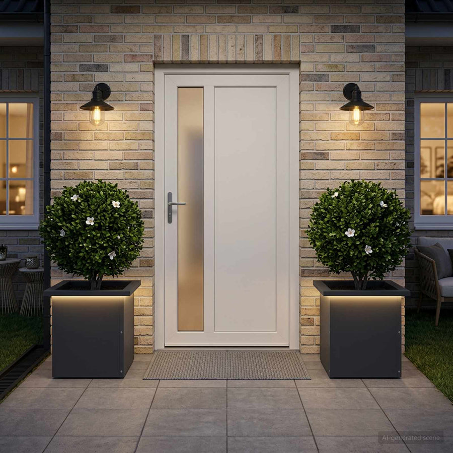 Garden Planter with LED 2 pcs Antracite 30 x 30 x 30 cm Steel