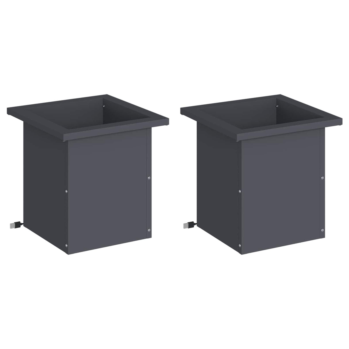 Garden Planter with LED 2 pcs Antracite 30 x 30 x 30 cm Steel