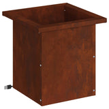 Garden Planter with LED Rusty 30 x 30 x 30 cm Weathering Steel - Top-Down View