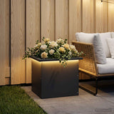 Garden Planter with LED Antracite 30 x 40 x 30 cm Steel - Side View