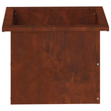 Garden Planter with LED Rusty 30 x 40 x 30 cm Weathering Steel - Rear View