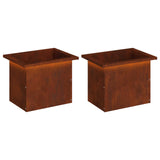 Garden Planter with LED 2 pcs Rusty 30 x 40 x 30 cm