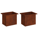 Garden Planter with LED 2 pcs Rusty 30 x 40 x 30 cm