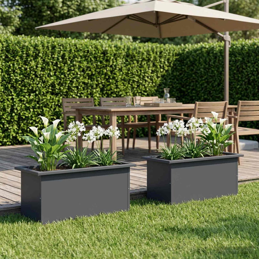 Garden Planter with LED 2 pcs Antracite 30 x 60 x 30 cm Steel