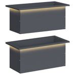 Garden Planter with LED 2 pcs Antracite 30 x 60 x 30 cm Steel