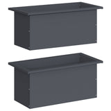 Garden Planter with LED 2 pcs Antracite 30 x 60 x 30 cm Steel - Front View