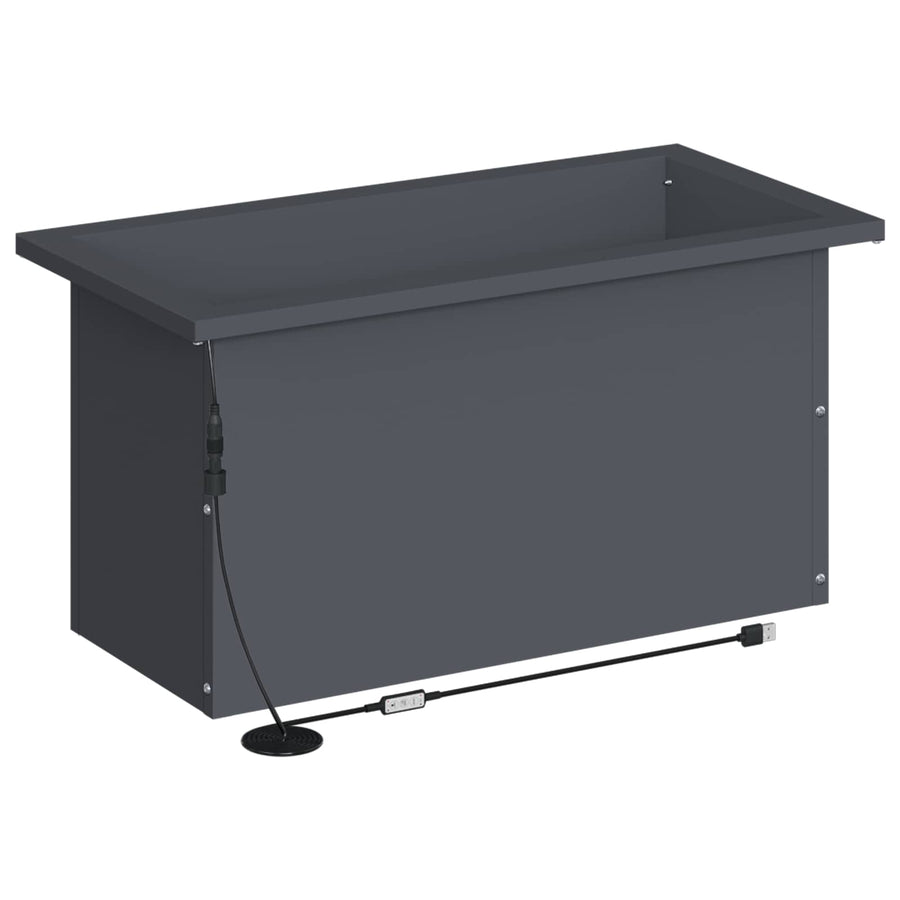 Garden Planter with LED 2 pcs Antracite 30 x 60 x 30 cm Steel