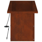Garden Planter with LED Rusty 30 x 60 x 30 cm Weathering Steel - Rear View