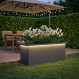 Garden Planter with LED Antracite 30 x 80 x 30 cm Steel - Side View