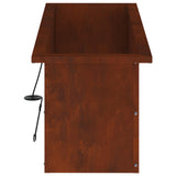 Garden Planter with LED Rusty 30 x 80 x 30 cm Weathering Steel - Rear View