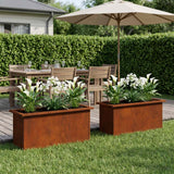 Garden Planter with LED 2 pcs Rusty 30 x 80 x 30 cm