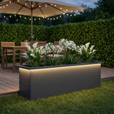 Garden Planter with LED Antracite 30 x 100 x 30 cm Steel
