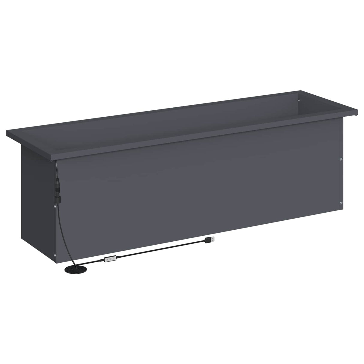 Garden Planter with LED Antracite 30 x 100 x 30 cm Steel