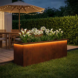 Garden Planter with LED Rusty 30 x 100 x 30 cm Weathering Steel