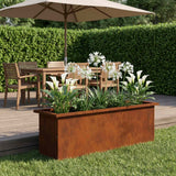 Garden Planter with LED Rusty 30 x 100 x 30 cm Weathering Steel - Side View