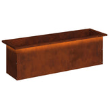 Garden Planter with LED Rusty 30 x 100 x 30 cm Weathering Steel - Front View