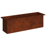 Garden Planter with LED Rusty 30 x 100 x 30 cm Weathering Steel - Top-Down View