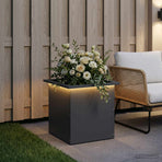 Garden Planter with LED Antracite 40 x 40 x 40 cm Steel