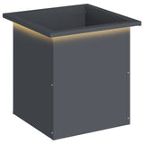 Garden Planter with LED Antracite 40 x 40 x 40 cm Steel - Front View