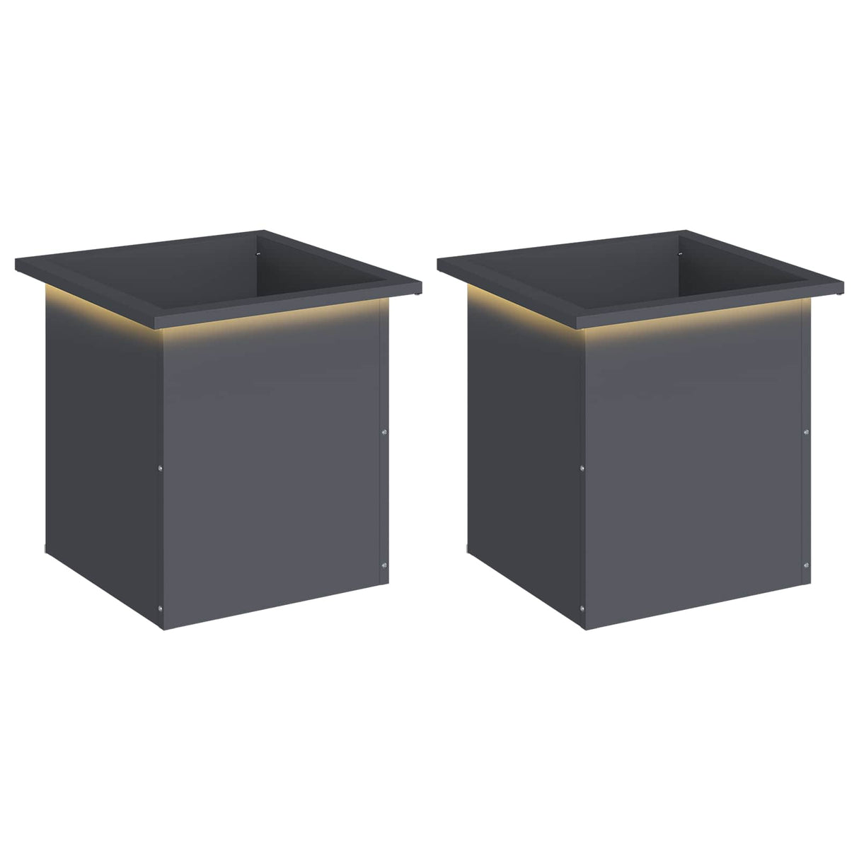 Garden Planter with LED 2 pcs Antracite 40 x 40 x 40 cm Steel