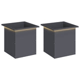 Garden Planter with LED 2 pcs Antracite 40 x 40 x 40 cm Steel