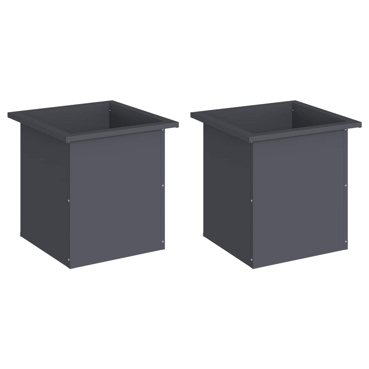 Garden Planter with LED 2 pcs Antracite 40 x 40 x 40 cm Steel