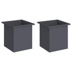 Garden Planter with LED 2 pcs Antracite 40 x 40 x 40 cm Steel