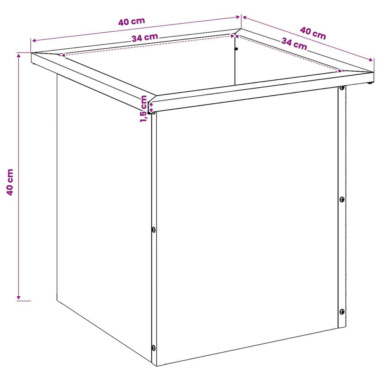 Garden Planter with LED 2 pcs Antracite 40 x 40 x 40 cm Steel