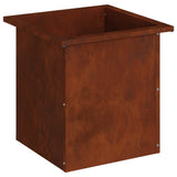Garden Planter with LED Rusty 40 x 40 x 40 cm Weathering Steel - Top-Down View