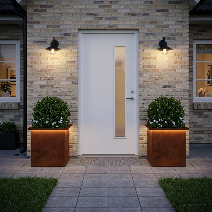 Garden Planter with LED 2 pcs Rusty 40 x 40 x 40 cm