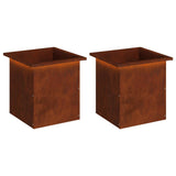Garden Planter with LED 2 pcs Rusty 40 x 40 x 40 cm
