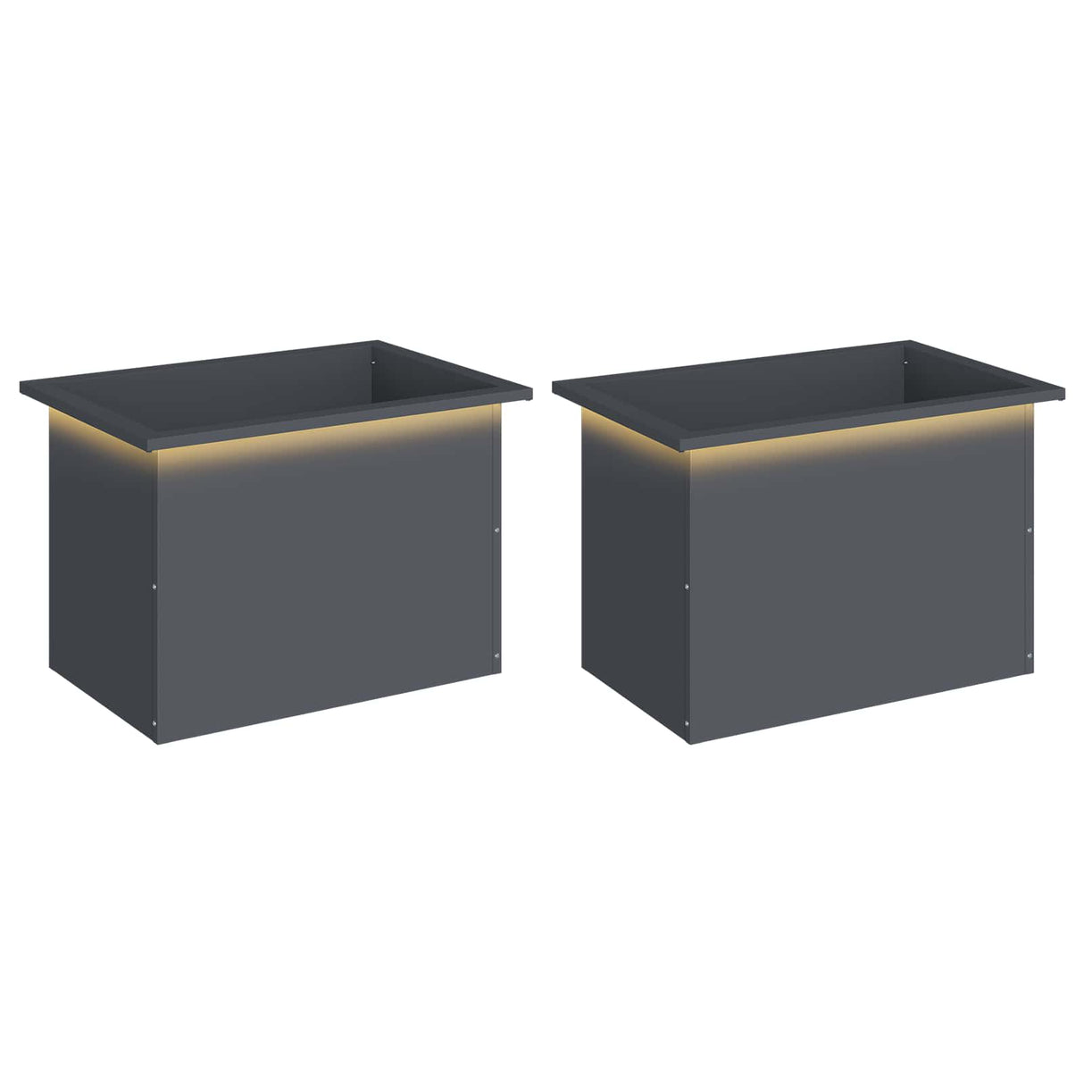 Garden Planter with LED 2 pcs Antracite 40 x 60 x 40 cm Steel