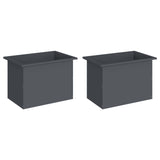 Garden Planter with LED 2 pcs Antracite 40 x 60 x 40 cm Steel - Front View