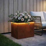 Garden Planter with LED Rusty 40 x 60 x 40 cm Weathering Steel