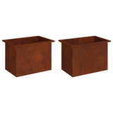 Garden Planter with LED 2 pcs Rusty 40 x 60 x 40 cm - Front View