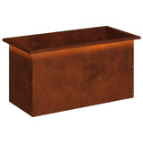 Garden Planter with LED Rusty 40 x 80 x 40 cm Weathering Steel - Front View