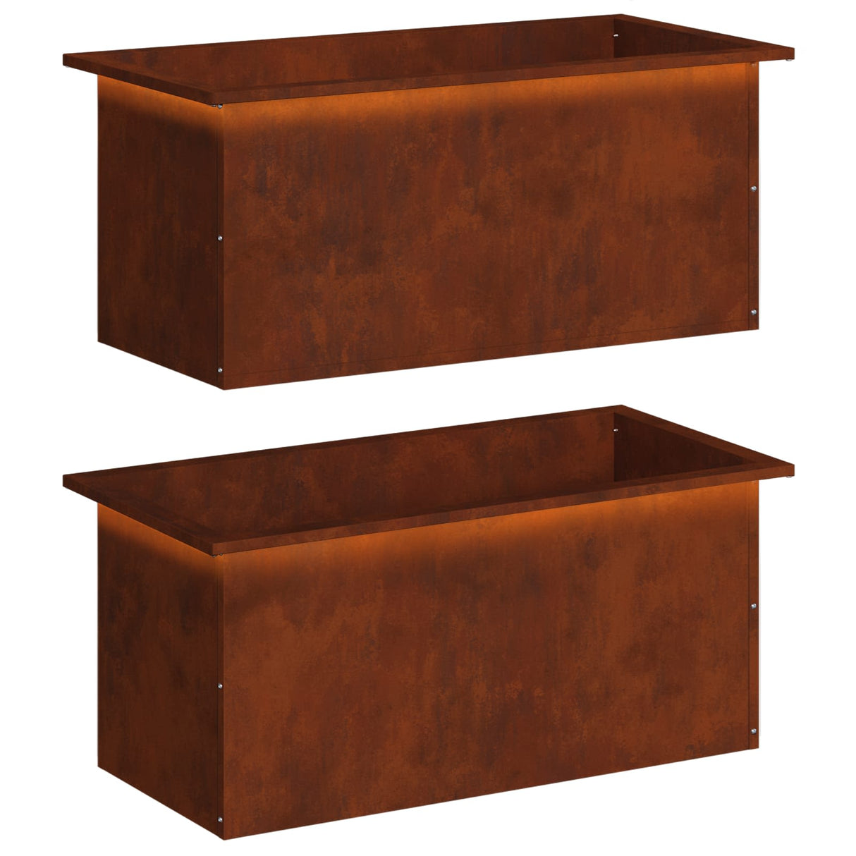Garden Planter with LED 2 pcs Rusty 40 x 80 x 40 cm